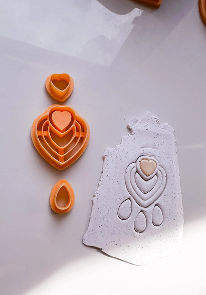 3-piece Heart Pattern Earring Mold