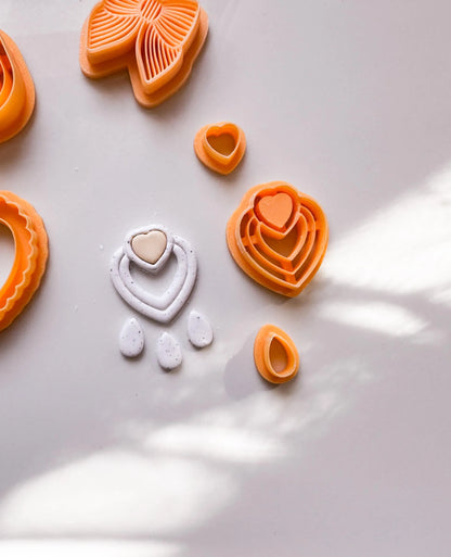 3-piece Heart Pattern Earring Mold