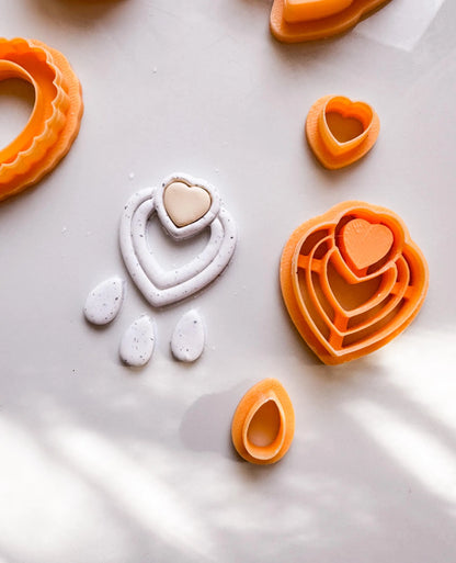 3-piece Heart Pattern Earring Mold