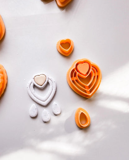 3-piece Heart Pattern Earring Mold
