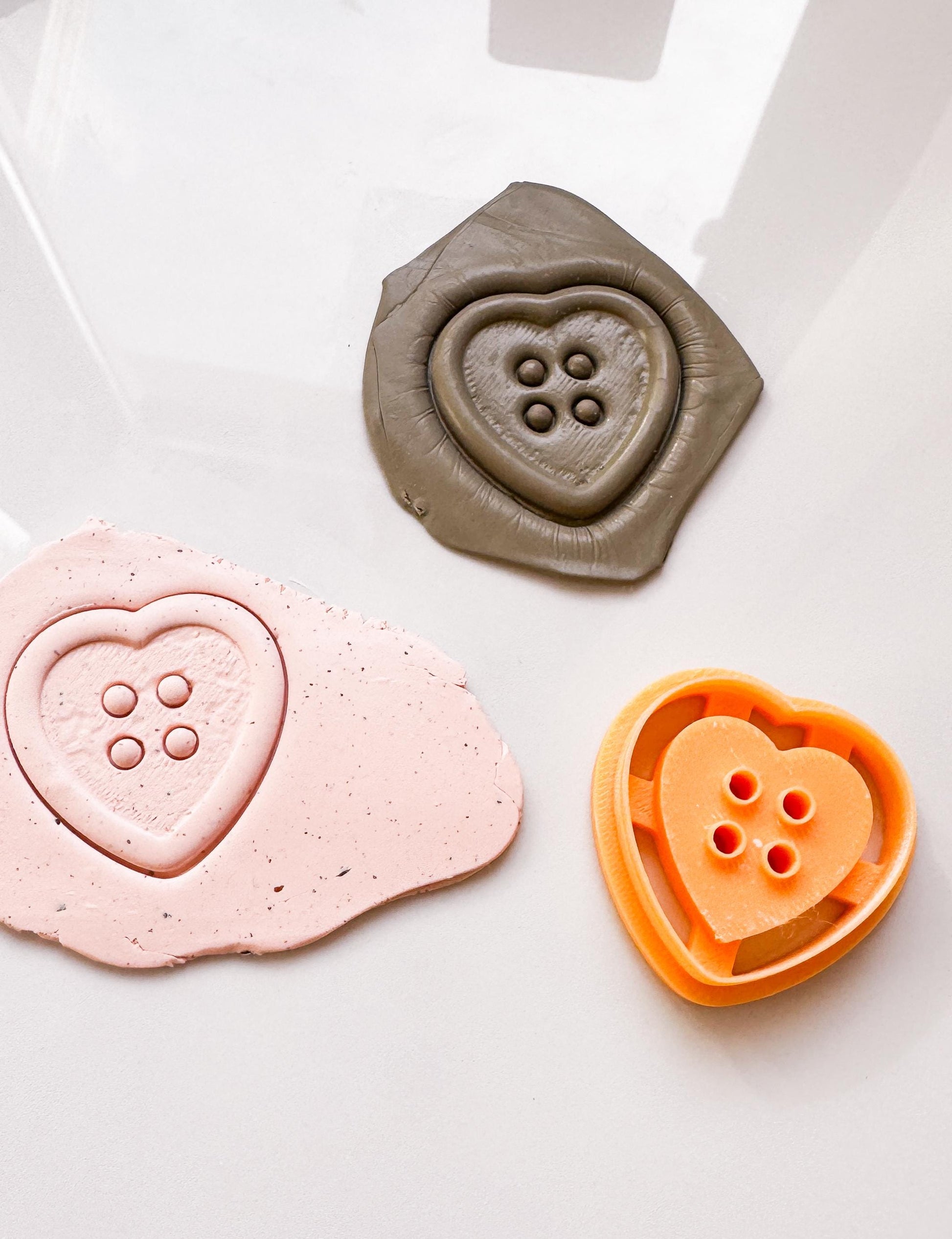 Button Heart Clay Cutter: Polymer Clay Jewelry Making