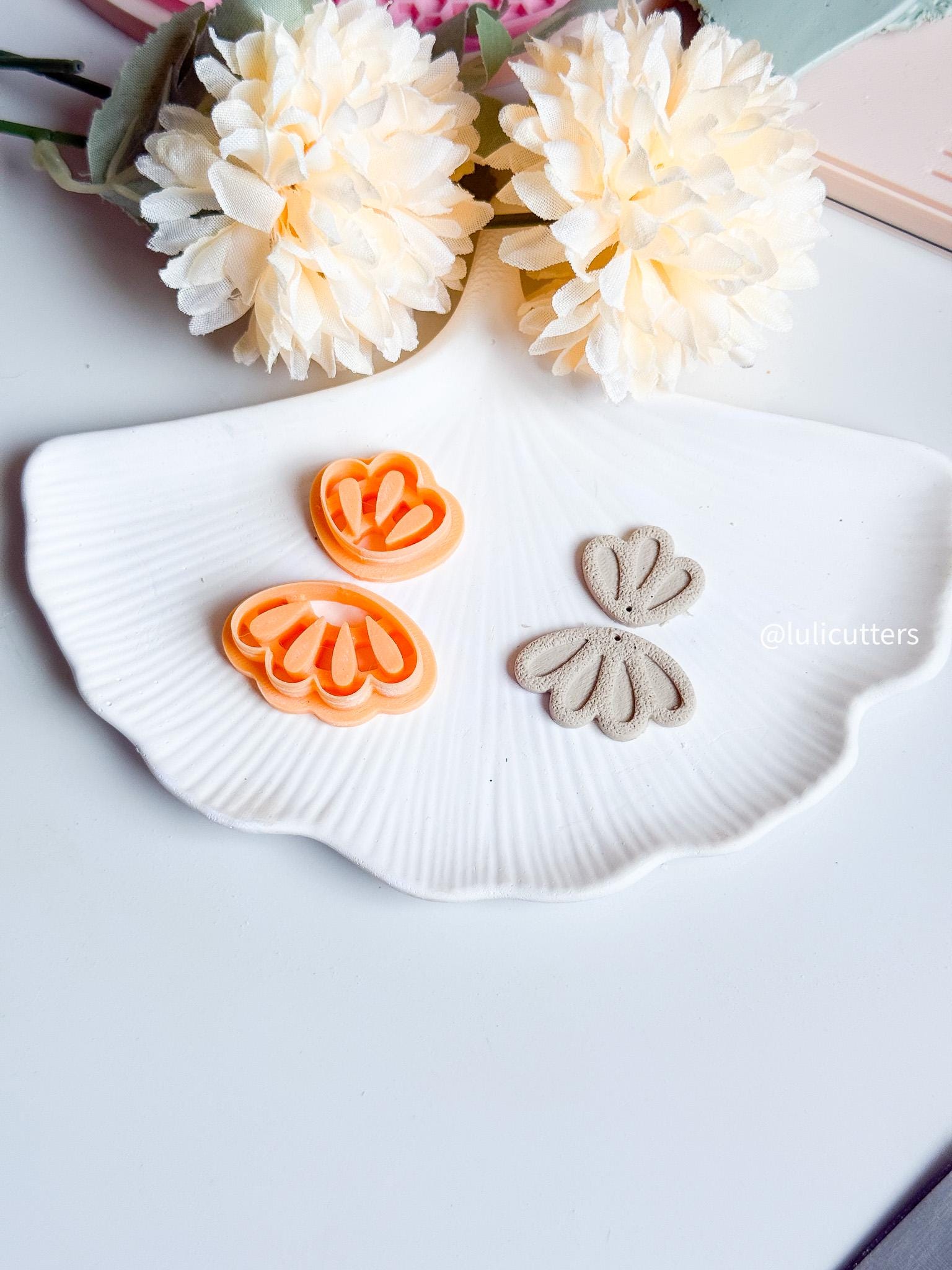 Layered Flower Petal Cutter Set Polymer Clay Earring Cutter with Imprint
