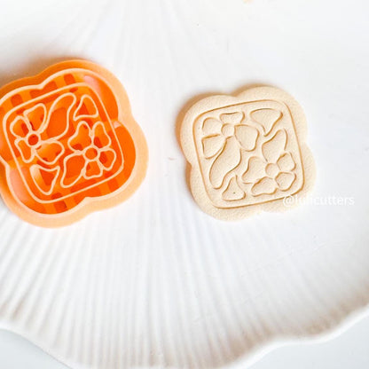 Floral Tile Polymer Clay Cutter: Vintage Daisy Imprint, Earring Jewelry