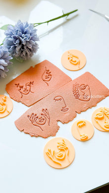 Line Art Woman Face Stamp Set: Minimalist Polymer Clay Cutters