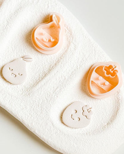 Kawaii Fruit Polymer Clay Cutter Set: Watermelon, Pear, Strawberry