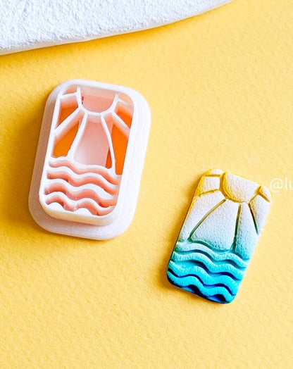 Sunset Ocean Polymer Clay Earring Cutter: Coastal Summer Design