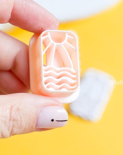 Sunset Ocean Polymer Clay Earring Cutter: Coastal Summer Design