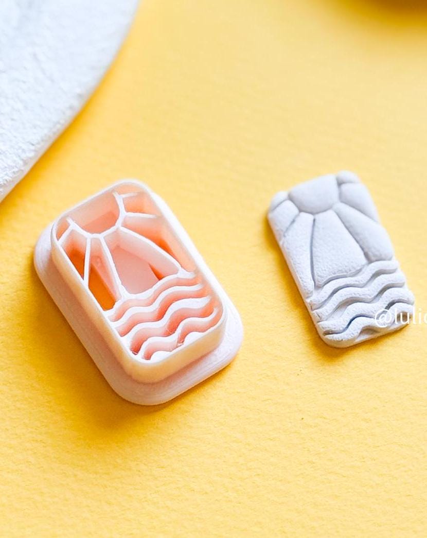 Sunset Ocean Polymer Clay Earring Cutter: Coastal Summer Design