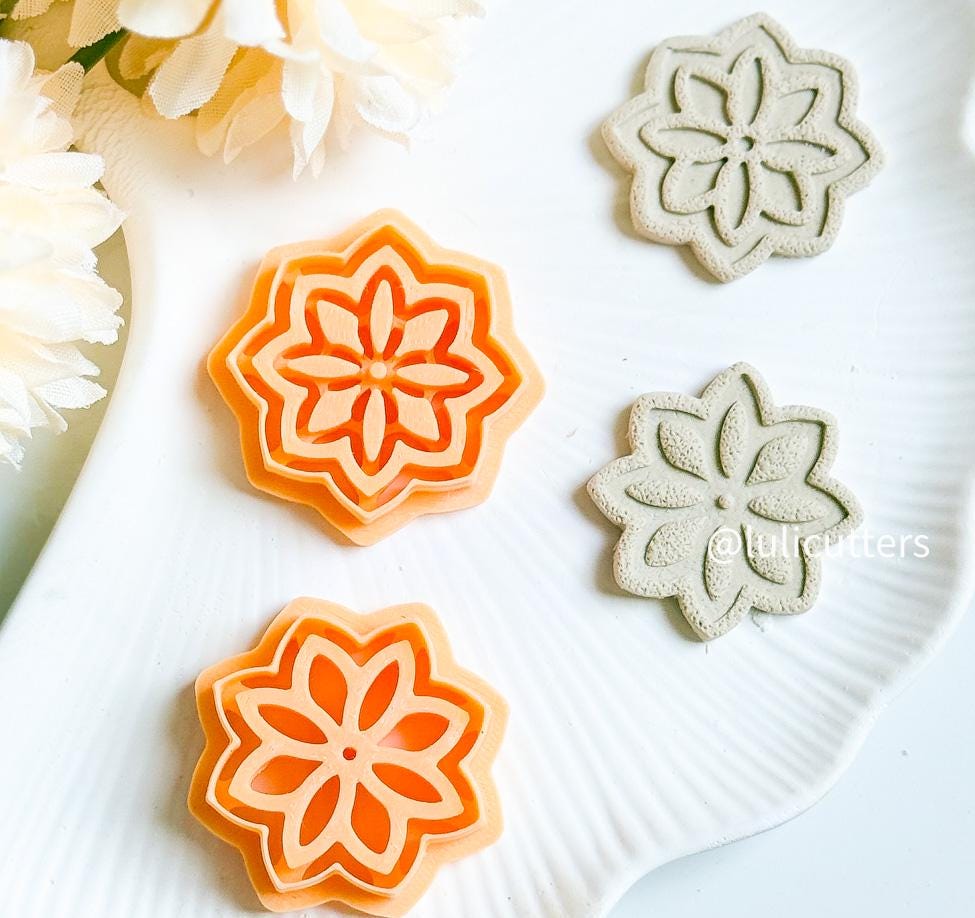 Geometric Floral Cutter Set Emboss & Deboss Polymer Clay Cutters