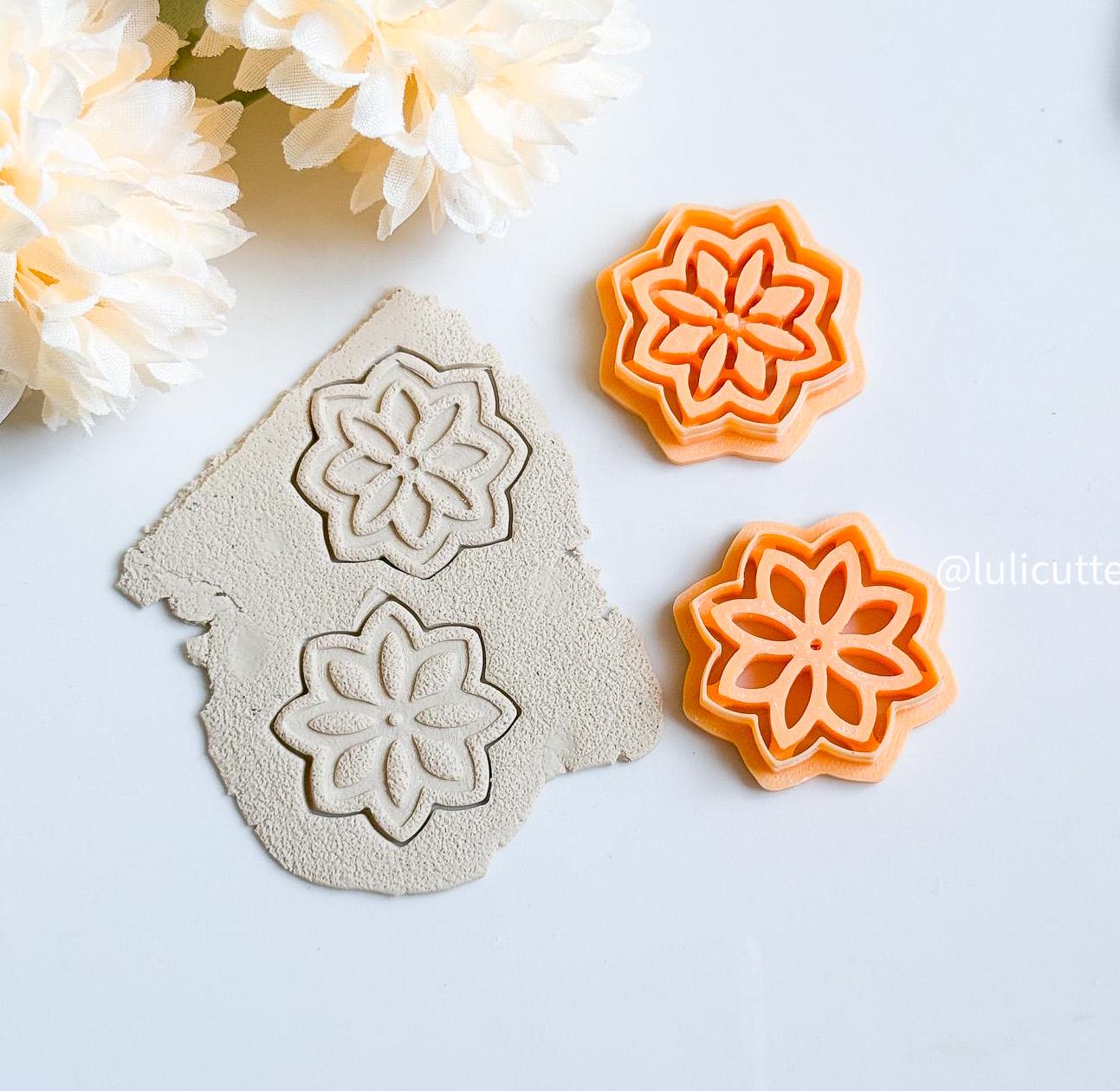 Geometric Floral Cutter Set Emboss & Deboss Polymer Clay Cutters