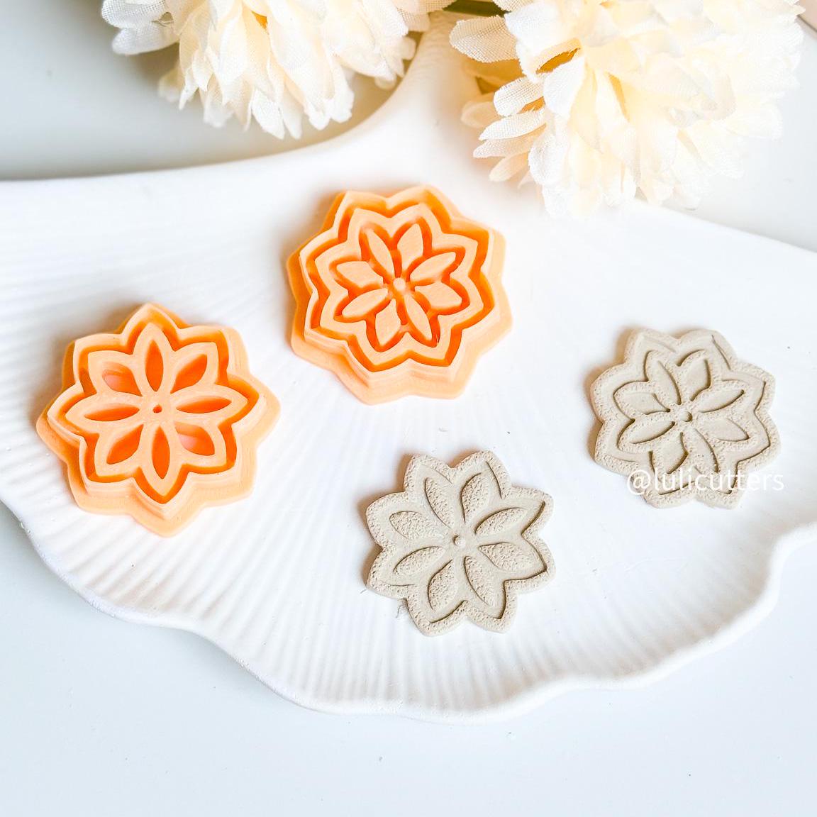 Geometric Floral Cutter Set Emboss & Deboss Polymer Clay Cutters