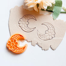 Floral Moon Clay Cutter: Crescent Polymer Clay Earring Imprint