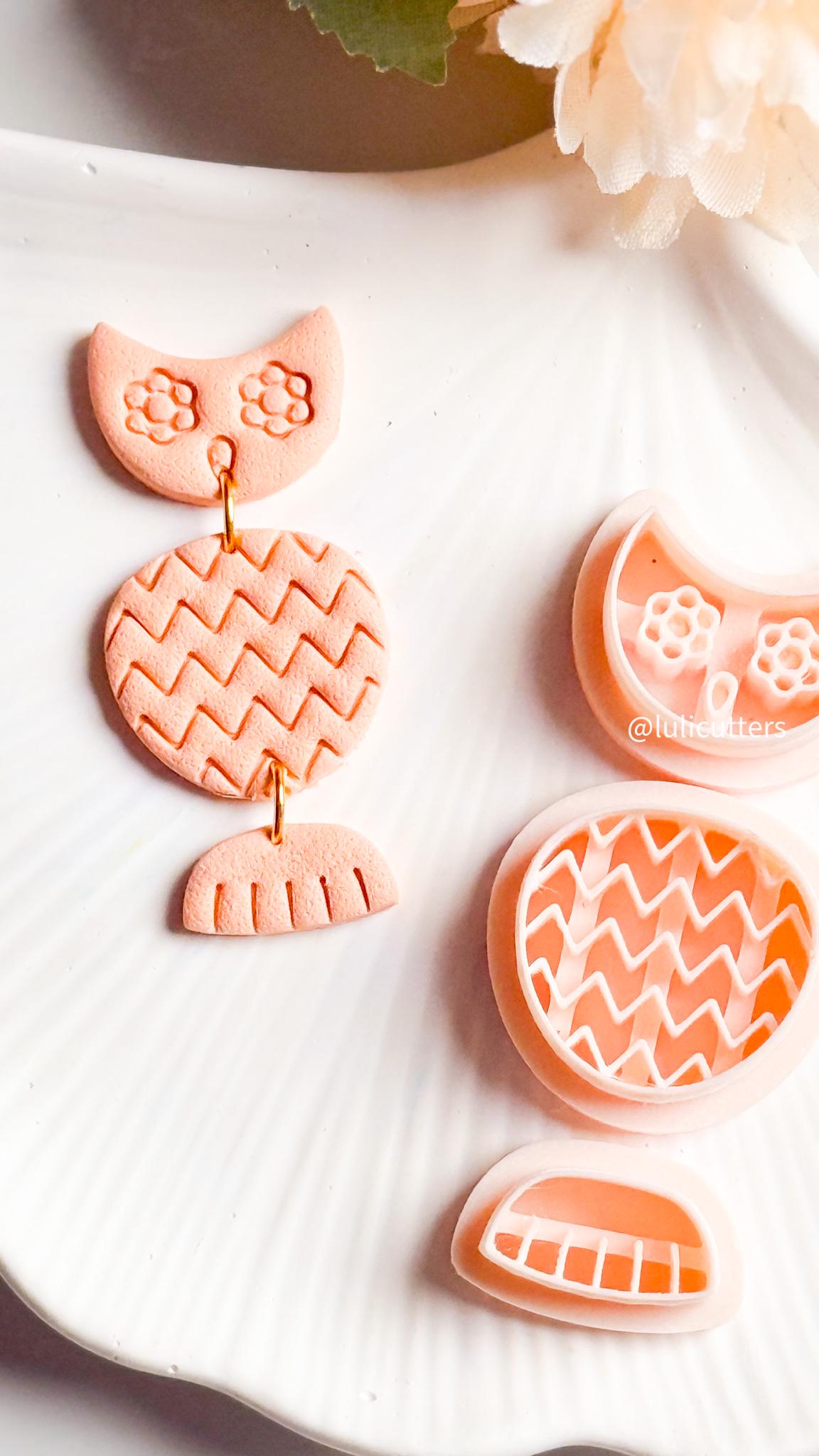 Owl Earring Cutter Set: 3-Piece Layered Polymer Clay Jewelry