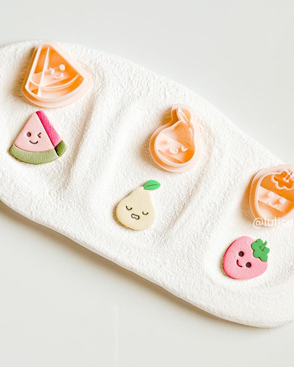 Kawaii Fruit Polymer Clay Cutter Set: Watermelon, Pear, Strawberry