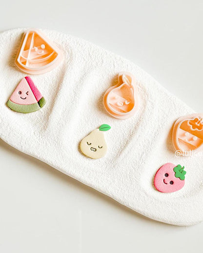 Kawaii Fruit Polymer Clay Cutter Set: Watermelon, Pear, Strawberry