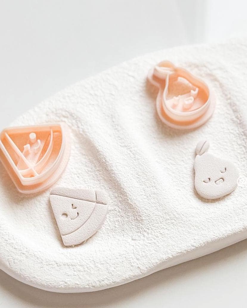 Kawaii Fruit Polymer Clay Cutter Set: Watermelon, Pear, Strawberry