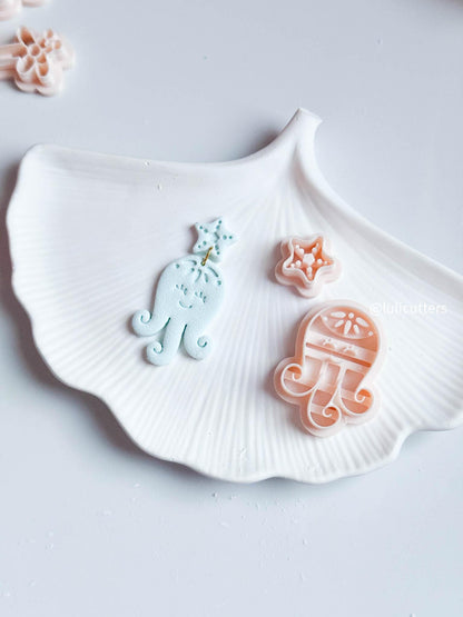 Smiley Octopus & Starfish Clay Cutter Set: Under the Sea Earring Tool