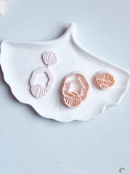 Shell Hoop Clay Cutter Set: Seashell Earring Tool with Imprint