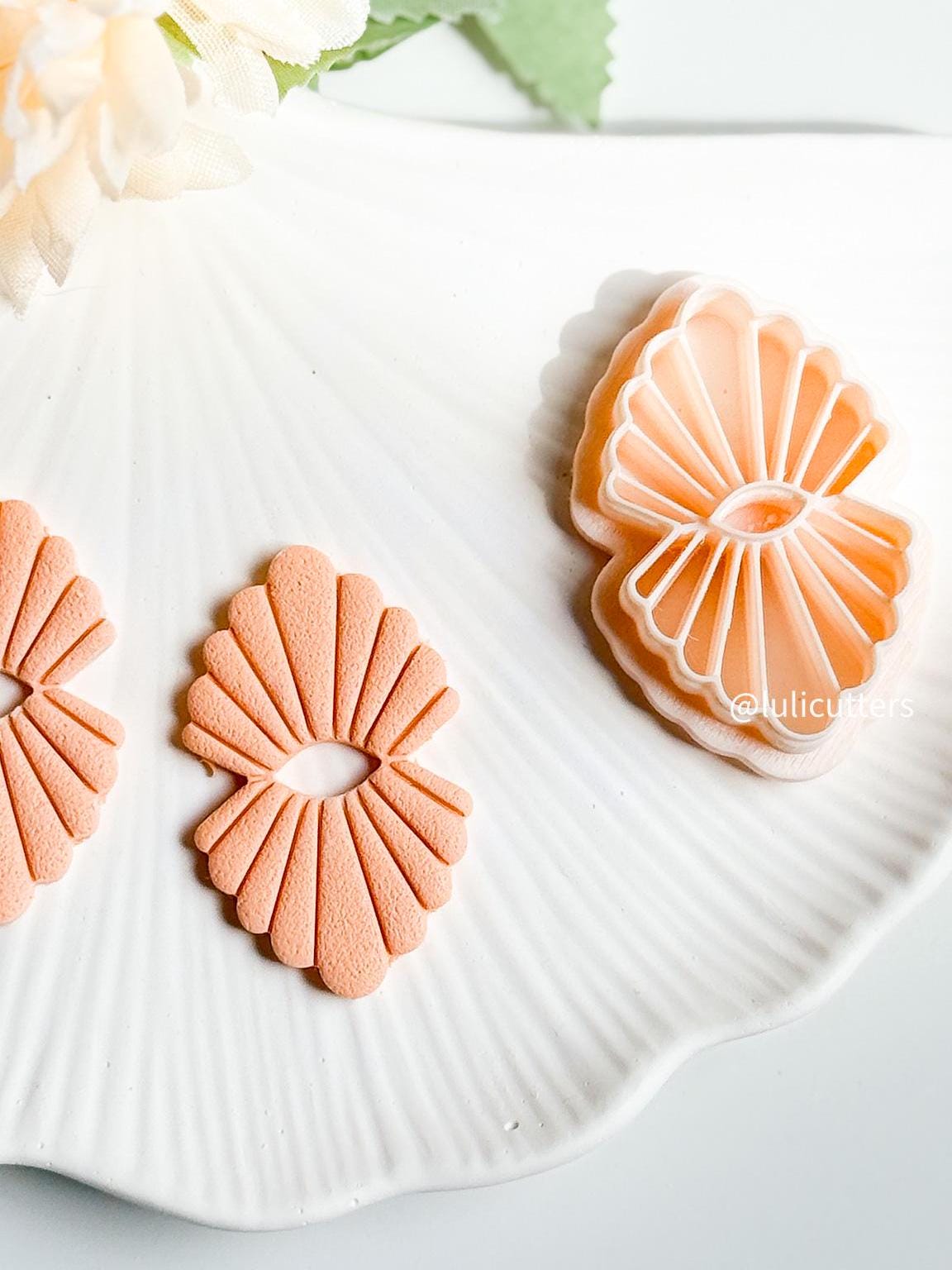Scallop Shell Clay Cutter: Geometric Fan Earring Mold