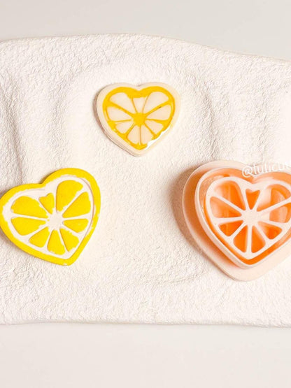 Heart Citrus Slice Clay Cutter: Fun Fruit Earrings