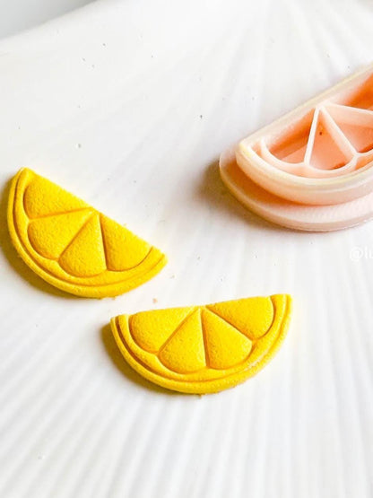 Lemon Slice Earring Cutter Citrus Polymer Clay Cutter with Imprint Details