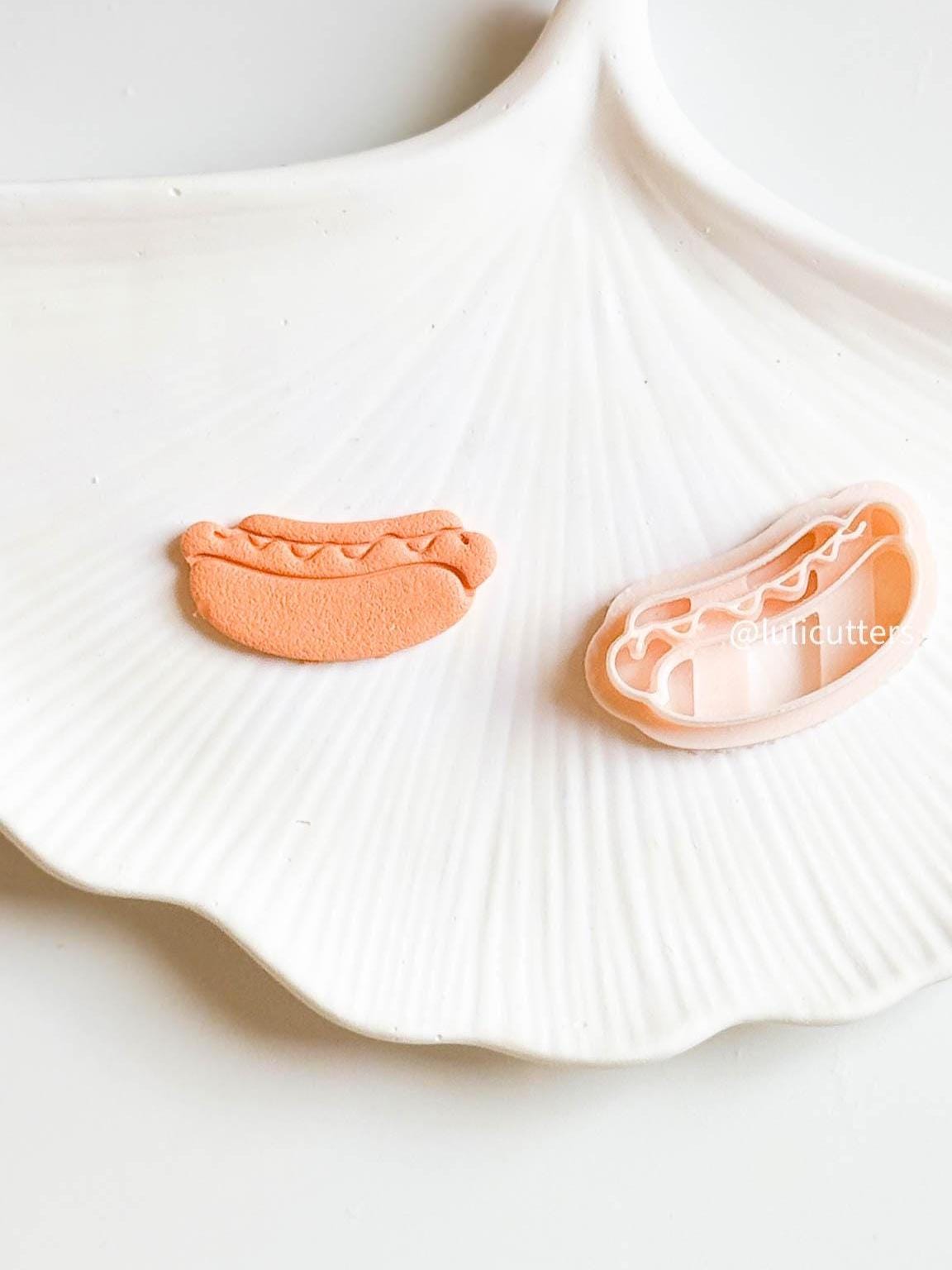 Hot Dog Polymer Clay Cutter Fun Food Earring Cutter with Imprint Detail (5 Sizes)