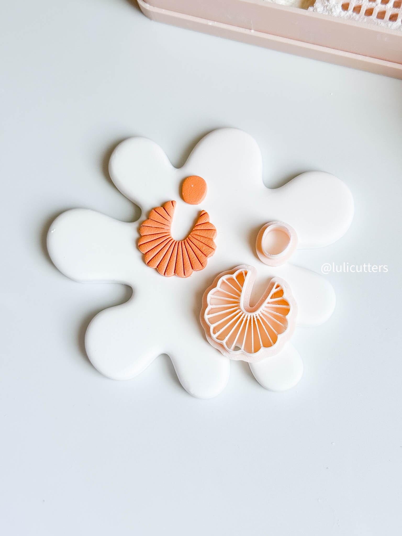 Ruffle Fan Clay Cutter Set 2-Piece Earring Cutter with Radiating Imprint