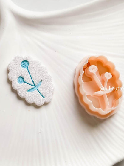 Scalloped Oval Flower Cutter: Botanical Imprint Polymer Clay Tool