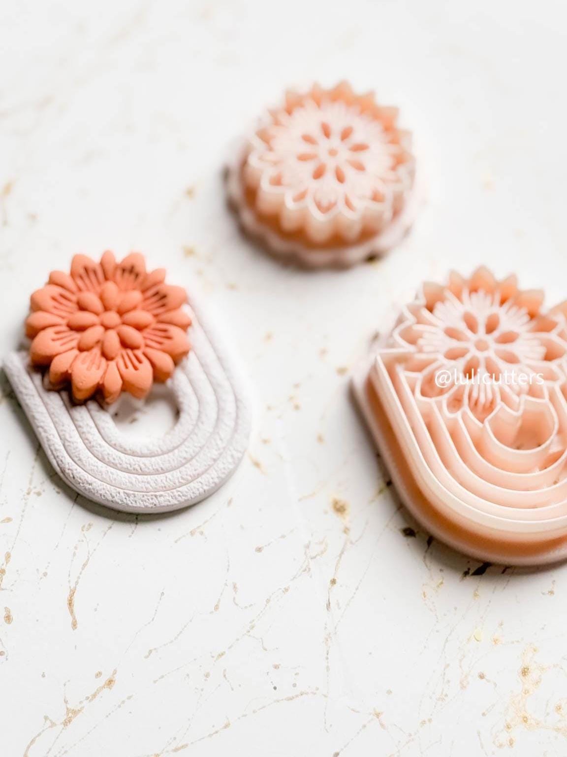 Floral Clay Earring Cutter Set Includes Base Shape + Matching Topper - 3 different options