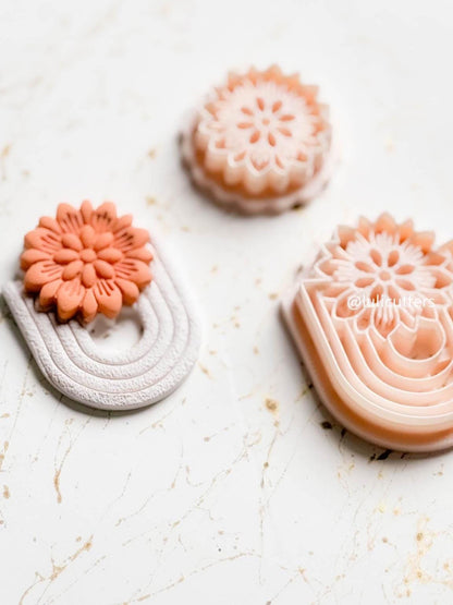 Floral Clay Earring Cutter Set Includes Base Shape + Matching Topper - 3 different options