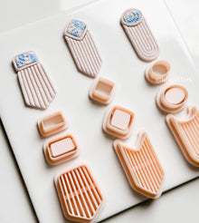 Textured Bezel Clay Earring Cutter Set Includes 3 Bold Shapes with Matching Toppers