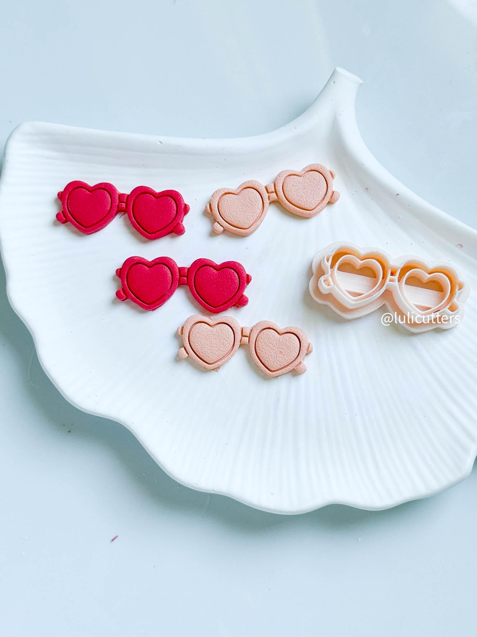 Heart Sunglasses Cutter Polymer Clay Cutter for Valentines Earrings or Fun Summer Designs