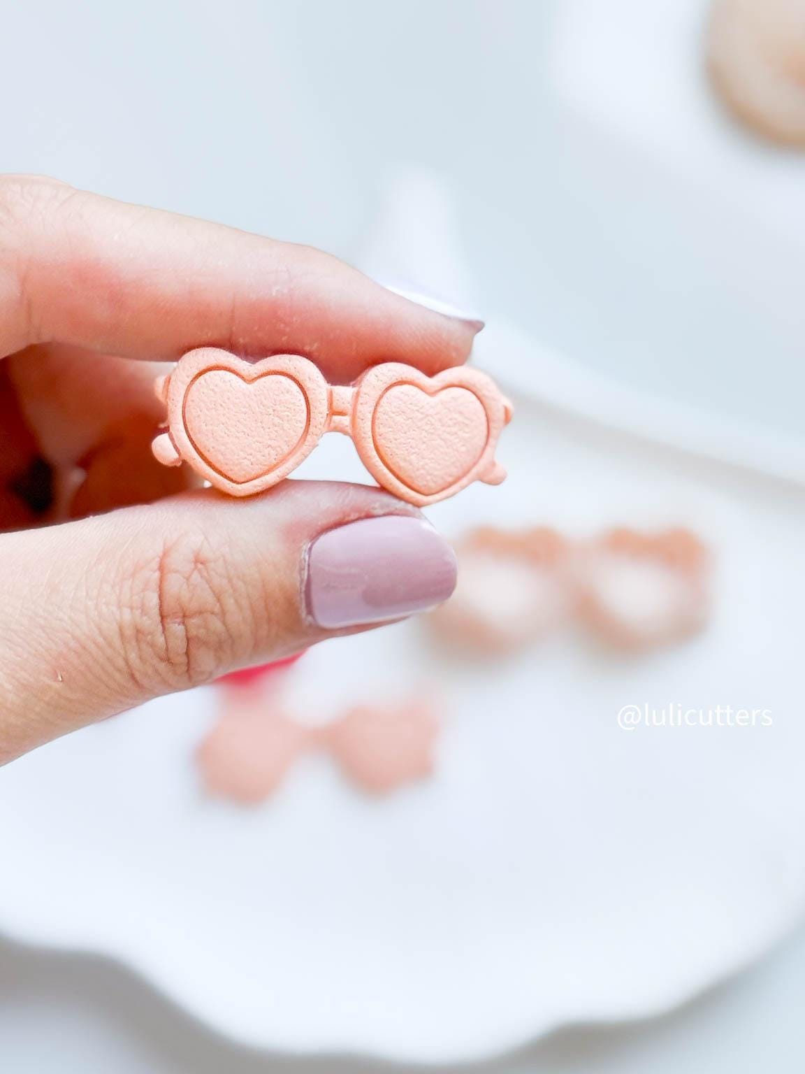Heart Sunglasses Cutter Polymer Clay Cutter for Valentines Earrings or Fun Summer Designs