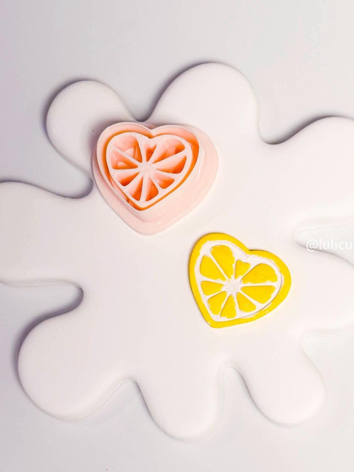 Heart Citrus Slice Clay Cutter: Fun Fruit Earrings