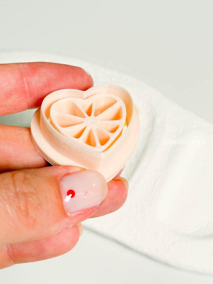 Heart Citrus Slice Clay Cutter: Fun Fruit Earrings