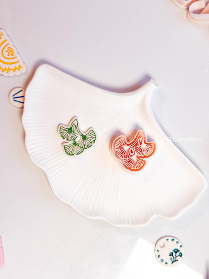 Triple Ginkgo Clay Cutter: Botanical Imprint for Polymer Clay Earrings (35/40mm)