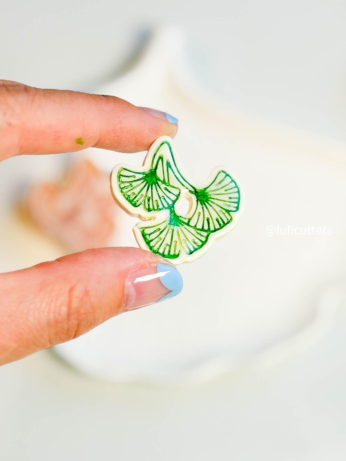 Triple Ginkgo Clay Cutter: Botanical Imprint for Polymer Clay Earrings (35/40mm)
