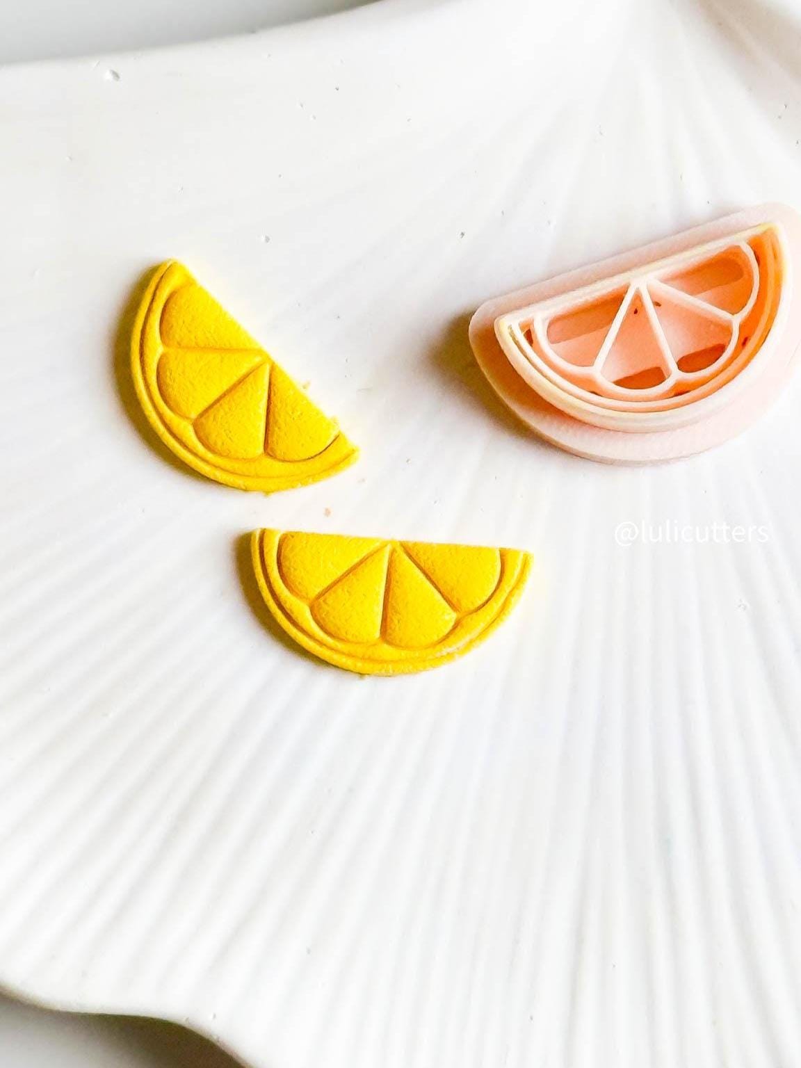 Lemon Slice Earring Cutter Citrus Polymer Clay Cutter with Imprint Details