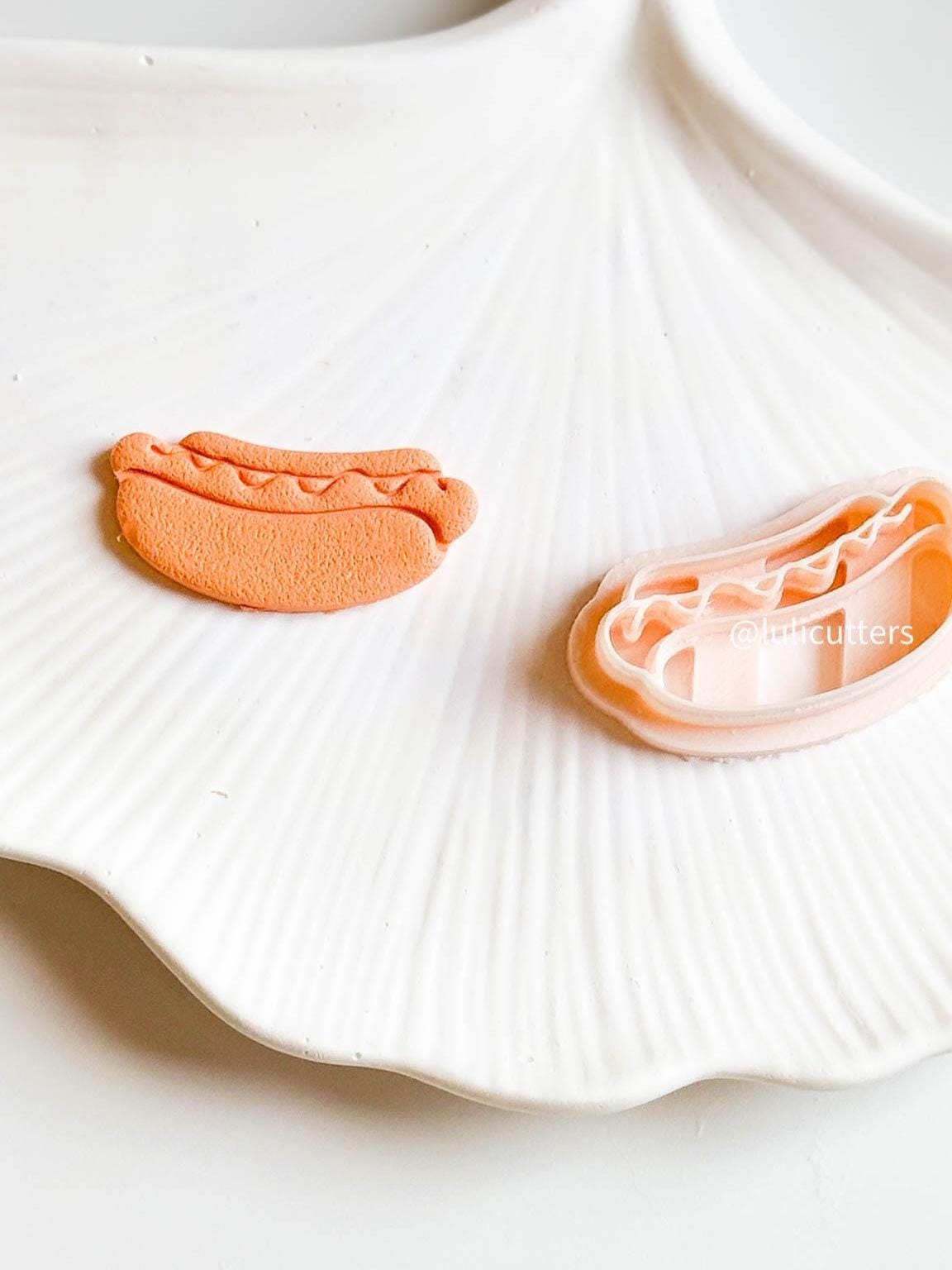 Hot Dog Polymer Clay Cutter Fun Food Earring Cutter with Imprint Detail (5 Sizes)