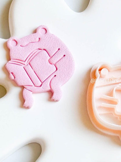 Reading Frog Cutter: Polymer Clay Imprint for Earrings & Charms