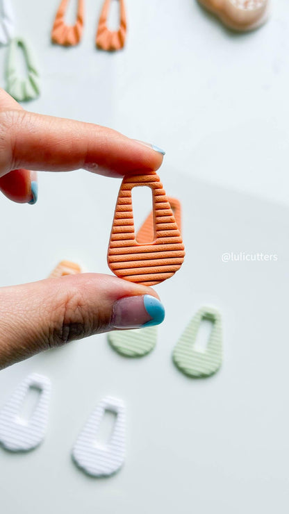 Geometric Clay Earring Cutter Set 3 Modern Styles - Ribbed Texture