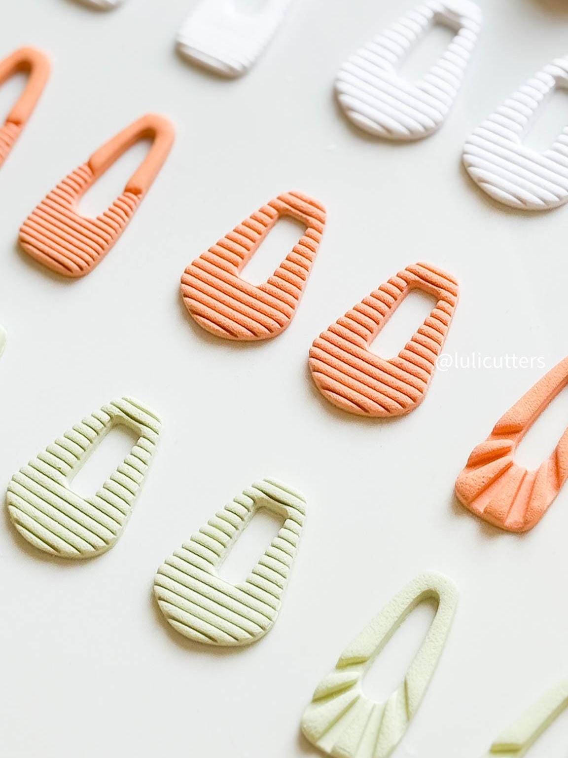 Geometric Clay Earring Cutter Set 3 Modern Styles - Ribbed Texture