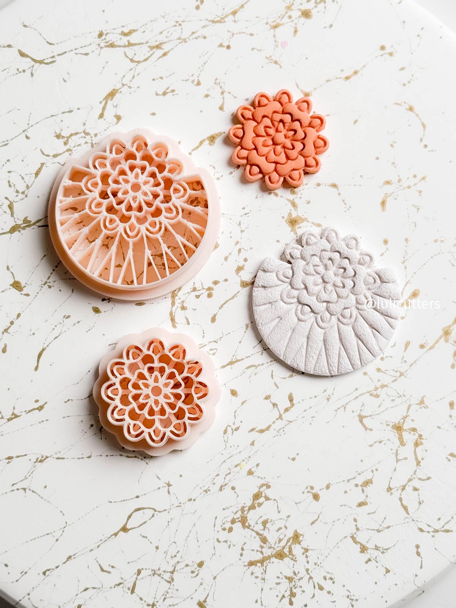 Floral Clay Earring Cutter Set Includes Base Shape + Matching Topper - 3 different options
