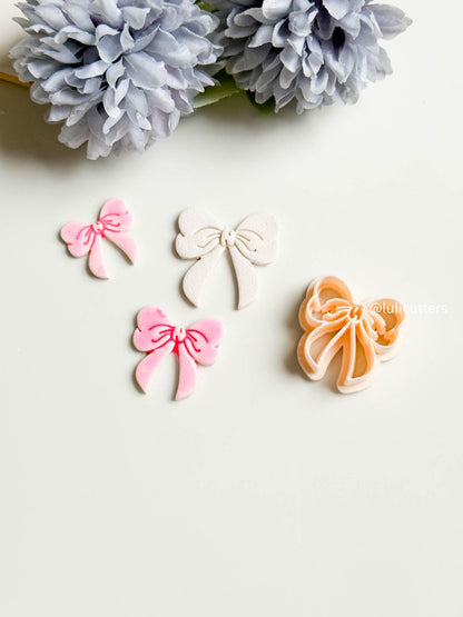 Puffy Coquette Bow Clay Cutter: Debossed Details (25-40 mm)