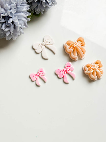 Puffy Coquette Bow Clay Cutter: Debossed Details (25-40 mm)