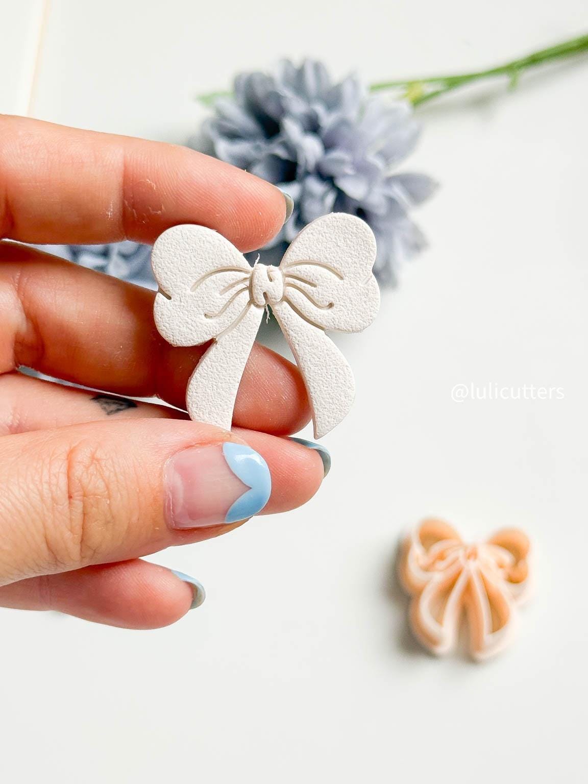 Puffy Coquette Bow Clay Cutter: Debossed Details (25-40 mm)
