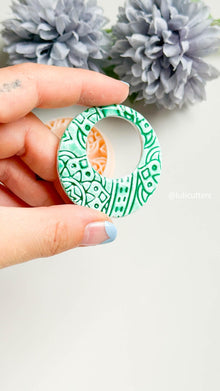 Faux Ceramic Mandala Hoop Clay Cutter 50 mm Debossed Mediterranean Pattern