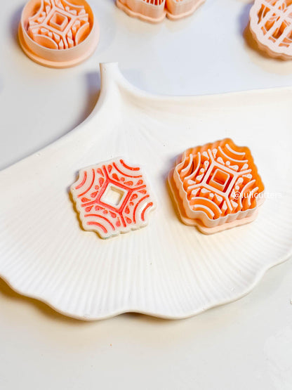 Mediterranean Tile Clay Cutter: Ceramic Imprint for Earrings & Pendants