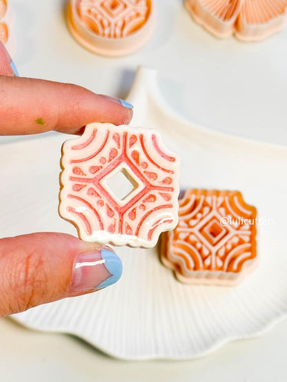 Mediterranean Tile Clay Cutter: Ceramic Imprint for Earrings & Pendants