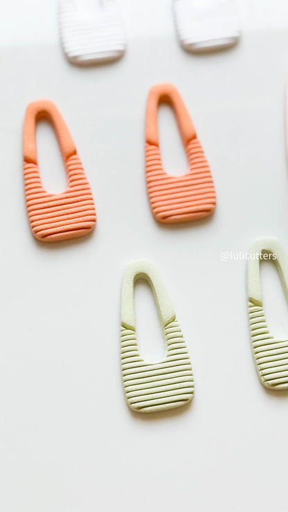 Geometric Clay Earring Cutter Set 3 Modern Styles - Ribbed Texture